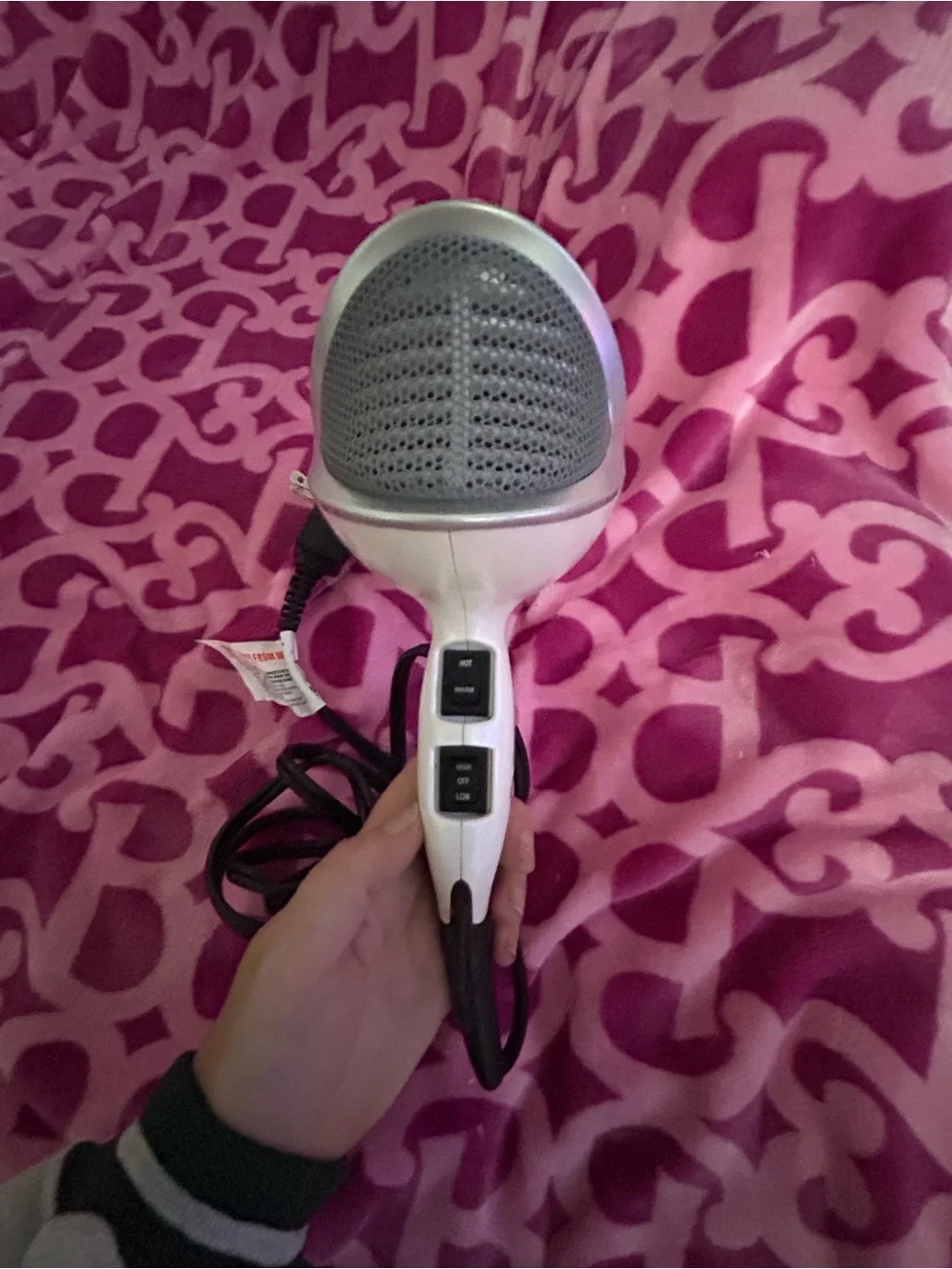 Revlon White Hair Dryer with Red Light Accents